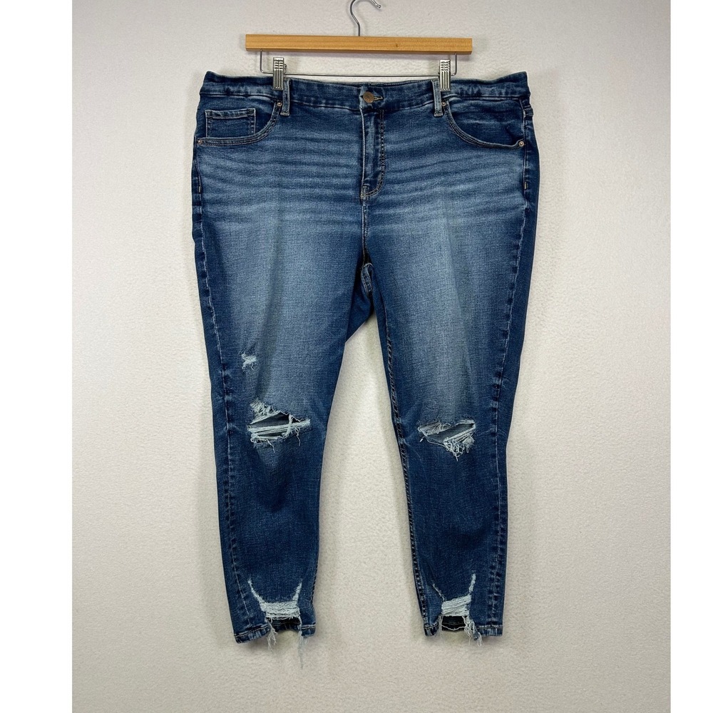 Distressed BKE Womens‎ 38 Blue Payton Mid-Rise Ankle Skinny Ripped Jeans